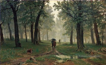 Ivan Ivanovich Shishkin œuvres - Pluie dans la forêt de chêne paysage classique Ivan Ivanovitch